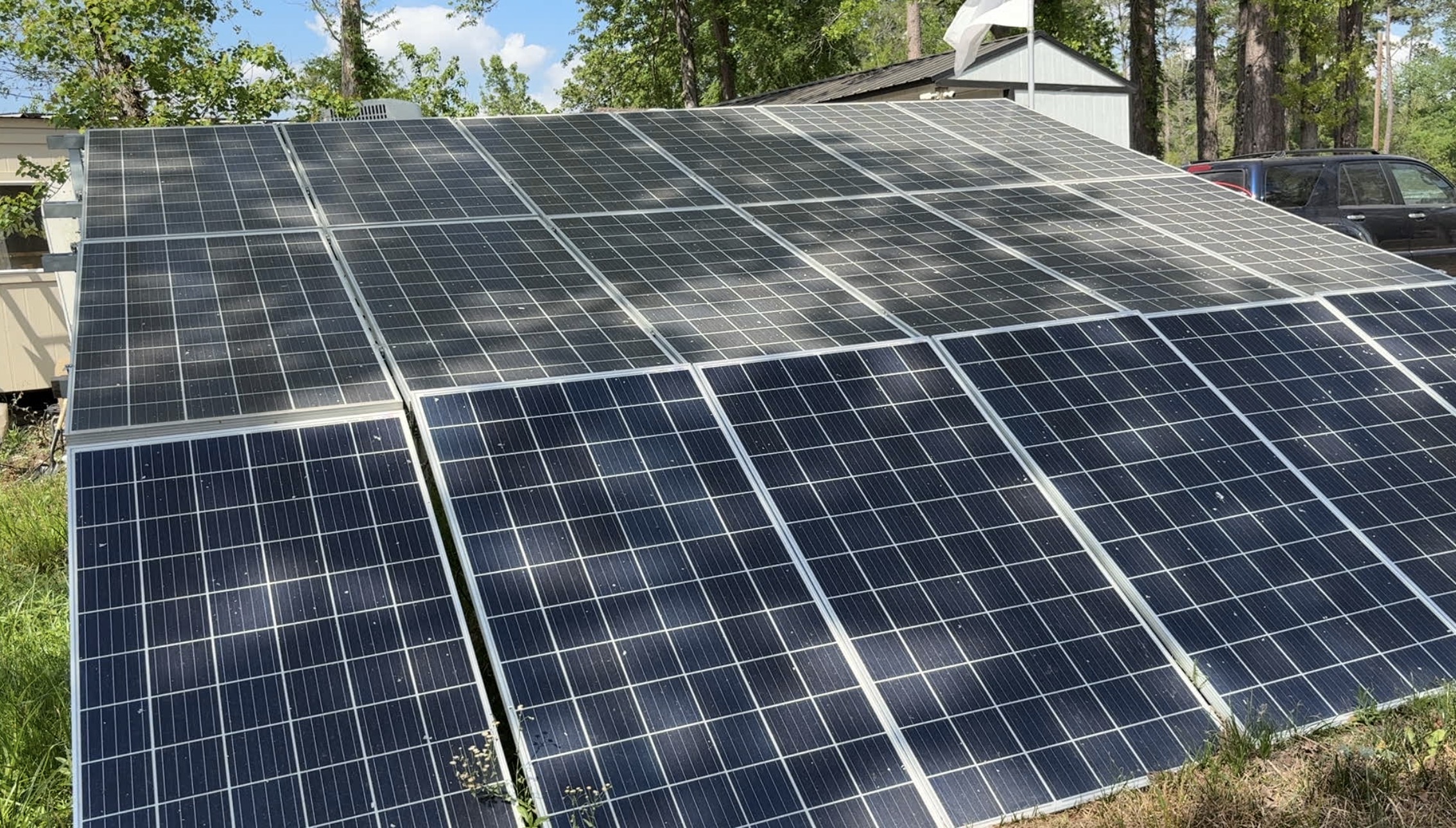 21kW ground mount solar array on Porter, Texas homestead